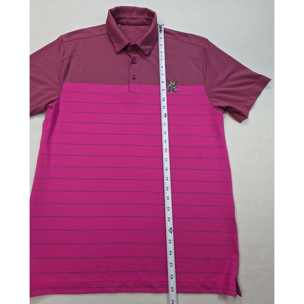 Under Armour Laurel Valley Golf Polo Shirt Mens M LIMITED USE Pink Striped  Golf - Picture 3 of 7
